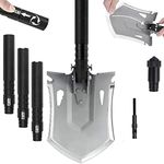 iunio 38.5inch Survival Folding Shovel with Handle Lock Design, Portable Entrenching Tool, Foldable Camping Multitool, Tactical Collapsible Spade for Backpacking Offroading Car Emergency (Black)