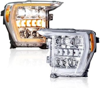 ROVEROLL Projector Led Headlights Assembly Compatible with Ford F150 2021-2023, w/Led Turn Signal, Led DRL, Side Marker, Plug & Play, CREE LED Chips, Passenger and Driver Side, Elegant Style
