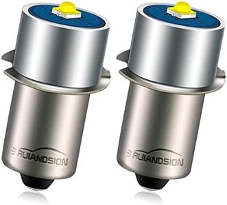 Ruiandsion Upgrade LED Flashlight Bulb - (Pack of 2) 3W 6-30V (6V 9V 12V 18V 24V) P13.5S 2525 LED Replacement Bulb for Torch Tooling Lantern Bulbs Replacement,Non-Polarity