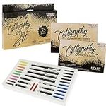 U.S. Art Supply 35-Piece Calligraphy Pen Writing Set - 4 Calligraphy Pens, 5 Size Styles of Pen Nibs, 22 Ink Cartridges, Instructional Handbook, Practice Paper Pad - Kids, Students, Adults Starter Kit