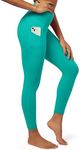 IUGA Fleece Lined Leggings with Pockets for Women Thermal Leggings for Women High Waisted Yoga Pants Winter Workout Leggings Aqua Green