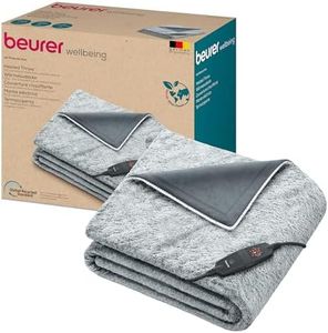Beurer HD 75 Nordic Grey Heizdecke, Wärmedecke hergestellt aus recyceltem Material, kuschelig weich, 6 Temperaturstufen, maschinenwaschbar, Abschaltautomatik, 180 x 130 cm