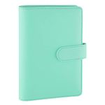 Antner A6 PU Leather Notebook Binder Refillable 6 Ring Binder for A6 Filler Paper, Loose Leaf Personal Planner Binder Cover with Magnetic Buckle, Light Green