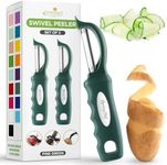 Spring Chef Premium Purple Swivel Vegetable Peeler Set of 2, Stainless Steel Potato Peeler for Kitchen with Soft Grip Handle, Food Peeler With Sharp Blades for Fruit, Carrot, Mango, Apple - Pine Green