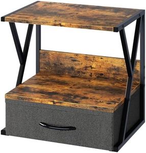 aboxoo Printer Stand for Desk with Storage Drawer, 2 Tier Desktop Or Under Desk Shelf, Multi-Purpose Desk Organizer for Home Office, fit Fax Machine/3D Printer/Scanner, Rustic Brown