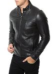 NEW CHOICE LEATHERS Pure Genuine Leather Jacket For Men's (NEWCHOICE-605-Black-S)