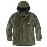 Carhartt Men's Rain Defender® Relaxed Fit Heavyweight Hooded Shirt Jac, Basil Heather, S