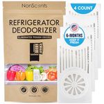 NonScents Refrigerator Deodorizer (4-Pack) - Outperforms Baking Soda - Fridge and Freezer Odor Eliminator