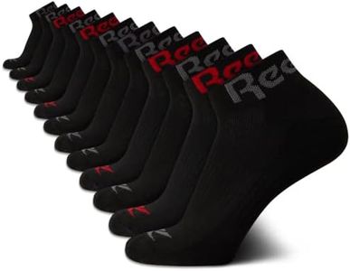 Reebok Men's Athletic Socks - Performance Cushion Quarter Socks (12 Pack), Black Logo, 6-12.5