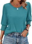 XIEERDUO 3/4 Sleeve Tops for Women Dressy Casual Womens Business Casual Clothing Tunics Or Tops to Wear with Leggings M