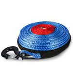 X-BULL 3/8" x 100ft 10mm*30m SK75 Dyneema Synthetic Towing Winch Cable 23000LBS/10432KG Load Capacity with Free Hook (Blue)