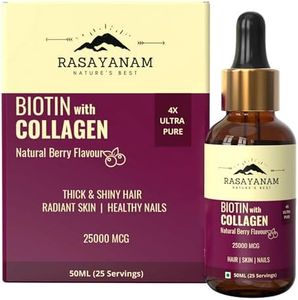 Rasayanam Liquid Biotin & Collagen for Hair Growth 25,000mcg (50 ml Berry Flavour) | Supports Hair Growth & Healthy Skin, Nails | Stronger Than Tablets & Capsules to reduce hair fall for Men & Women