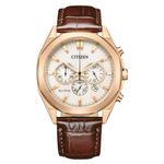 Citizen Leather Analog White Dial Men's Watch-Ca4593-15A, Band Color-Brown