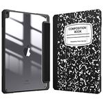 Fintie Hybrid Slim Case for iPad Air 3rd Generation 10.5" 2019 / iPad Pro 10.5 Inch 2017 - [Built-in Pencil Holder] Shockproof Cover with Clear Transparent Back Shell, Composition Book