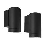 Klighten 2 pcs Outdoor Wall Lights IP65, Outside Down Lights, Exterior Wall Lighting Aluminum Modern Wall Lamp for Garden Entrance Terraces Corridor, Socket GU10, Bulbs not Included, Black