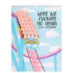 Here We Fucking Go Again Wall Calendar 2025, Funny Novelty 12 Month Planner Calendar with Hanging Hook for Tired-Ass Women, Thicker Twin Wire Spiral Binding Trash Talk Calendar for Home Office