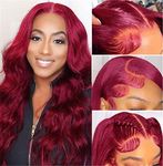Burgundy Lace Front Wigs Human Hair 20 Inch 99J 13x4 Body Wave Lace Front Wigs Human Hair Pre Plucked Colored Wine Red Wig Glueless With Baby Hair 160% Density Burgundy Wig Lace Frontal Wig for Women