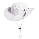 Sun-Hats-for-Men-with-UV-Protection-Wide-Brim Bucket Fishing Safari Boonie Hat for Summer (XL; 23 5/8-24), White, X-Large