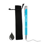 Personalize Pro Custom Ballpoint Pen | Personalised with Your Choice of Text | Pen Gifts for Men Women Student | Aluminium, Fine Point & Black Ink | Unique Present, With Black Pouch (Turquoise)