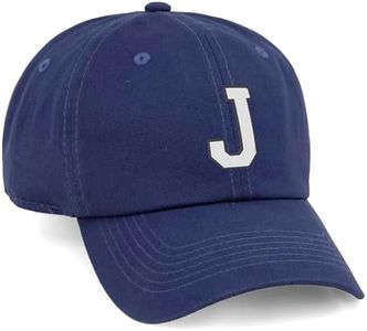 I&W Hatgear Customized Letter Intial Baseball Hat A to Z Team Colors, Navy Cap Black White Letter J