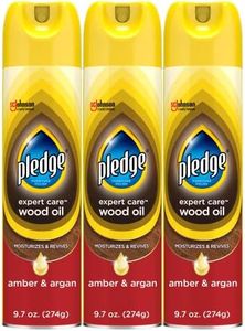 Pledge Pledge moisturizing oil spray, amber & argan scent, 9.7 oz (3pk), 29.1 Ounce