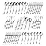 KINGSTONE Silverware Sets, 60 Piece Flatware Set for 12, 18/10 Stainless Steel Cutlery Set Mirror Polished Modern Design Dishwasher Safe