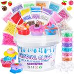 Highttoy Crystal Clear Slime, DIY Slime Making Kit, 17 FL OZ Premade Slime, Slime Mix Bucket with 26 Sets Add-in, Super Soft and Non-Sticky, Gifts for Age 6+ Year Old Kids, Party Favors for Kids