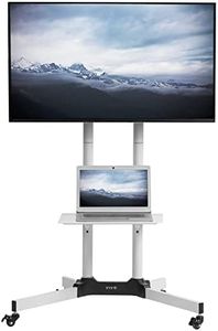 VIVO Mobile TV Cart for 32 to 83 inch Screens up to 50kg, LCD LED OLED 4K Smart Flat and Curved Panels, Rolling Stand with Laptop DVD Shelf, Locking Wheels, Max VESA 600x400, White, STAND-TV03W