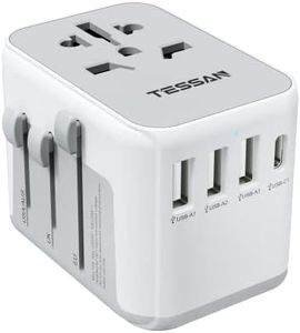 TESSAN Universal Travel Adapter, International Power Adapter with 4 USB Ports (1 USB C), Worldwide Plug Adaptor Wall Charger for USA to Europe UK France Germany Spain Ireland Australia(Type C/G/A/I)