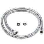 H&S Stainless Steel Shower Hose with 2 Washers - 1.25m (49”) - Extra Long Universal Replacement Hose with Chrome Finish - Anti Kink & High Flow Flexible Handheld Extension