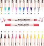 Acrylic Paint Markers,Paint Pens Paint Markers,24 Colors Dual Tip Water Based Paint Pens With Brush Tip and Fine Tip for Rock Painting,Wood,Plastic,Canvas,Paint Markers For DIY Crafts Art Supplies