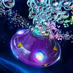 Ivtivfu UFO Dancing Bubble Machine (Purple), Automatic Rotating Bubble Machine with Lights and Music for Parties, Flying Saucer Bubble Blower with Obstacle Avoidance, Gift for Kids 3 Years and Up