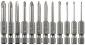 VESTTIO Phillips Cross Slot Screwdriver Bit Set 12PCS 1/4 Inch Hex Shank 2 Inch/50 mm Length S2 Steel with Magnetic for Power Screwdriver Drill Impact Driver