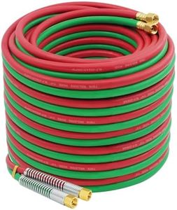 RX WELD Oxy Acetylene Hose, Torch Hose 1/4-Inch × 100 Feet with 9/16"-18 B Fittings, Torch Hose, Grade R