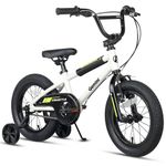 AVASTA 14 Inch Little Kids Bike for 3 4 5 Years Old Boys Girls Beiginner Riders BMX Style Bicycle with Bell and Stabilisers, White