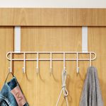 RIOMAX Multifunctional Over The Door Hook Hanger Organizer/Wall Hook Rack for Hanging Clothes, Towel Hanger, Kitchen Hanger, Bathroom Hanger - (7 Hook) (Pack of 1) (White)