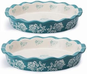Wisenvoy Pie Pan Ceramic Pie Dish Blue Pie Plate Porcelain Deep Dish Pie Pan Non-Stick Pie Pans