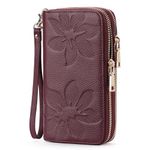 GOIACII Women's Wallet Large Capacity Double Zip Around Credit Card Holder Leather Ladies Wallet with RFID Blocking Phone Wristlet Purse Purple