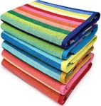 Kaufman Yarn Dye Cotton Oversized 32in X 62in Highly Absorbent Quick Dry Brightly Colored Classic Multi-Color Stripe Beach,Pool, Camp, Back to School and Bath Towel (6-PK)