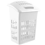 CrazyGadget® Large 60L 60 Litre Laundry Hamper Basket Cloth Washing Storage Bin with Lid - White