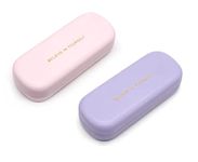 2 Pcs Hard Shell Eyeglasses Case,Hard Shell Portable Glasses Case Eyeglass Case Leather Glasses Case Hard Shell Sunglasses Case Classic Large Glasses Case for Women Men