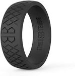 Barbell Bands Silicone Ring Men | Premium Rubber Wedding Band | Perfect Tactical Jobs, Weightlifting, Active Lifestyle (Black, 8)