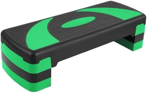 BalanceFrom Fitness Lightweight Portable Adjustable Height Workout Aerobic Stepper Step Platform Trainer with Raisers, Black/Green