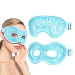 Luxtude Gel Eye Mask Cooling Eye Mask for Dry Eyes 2PCS, Hot & Cold Eye Ice Pack Reusable Gel Sleep Mask, Frozen Cold Eye Compress for Puffiness/Dark Circles/Headaches/Allergies/Stress Relief (Blue)