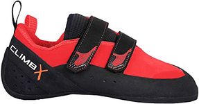 CLIMBX Rave Strap Men's Performance Rock Climbing Shoe, Red, 5 UK