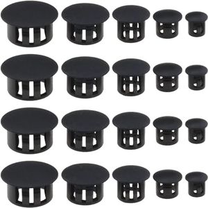 100Pcs Plastic Hole Plug Replacement Flush Type Hole Plugs Snap Furniture Fencing Post Pipe Insert End Caps Accessories Round Snap in Type Locking for Cabinets Window Frames (Black)