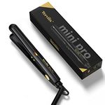 Terviiix Mini Flat Iron for Short Hair Temperature Adjustable, 1/2 Inch Mini Travel Hair Straightener, Small Portable Ceramic Hair Straightener for Men, Black