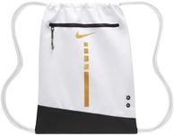 NIKE Hoops Elite Drawstring Bag (17L) DX9790-100 (WHITE/BLACK/METALLIC GOLD), Size ONE