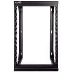NavePoint 15U Server Rack with Swing Gate - 15U Wall Mount Rack for 19 Inch IT Equipment Open Frame Rack – Network Rack Wall Mount for AV & Server Equipment 18” Deep 15U Rack, Black