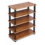 Livzing 5-Tier Turn-N-Tube Wooden Shoe Rack Organizer-Multipurpose Storage Shelves and Display Organizer with Utility Storage for Home Decor-Portable Shoe Stand-Kitchen Storage Rack–Brown